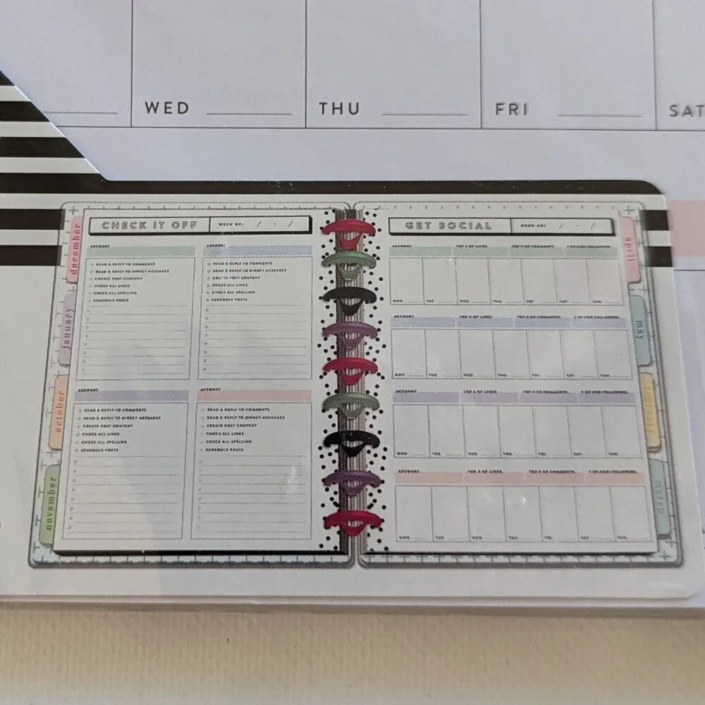 NWT Happy Planner Get Social 40 pgs Classic Social Media Tasks Sheet Paper NEW
